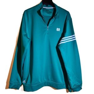 Notre Dame Adidas Sz L Golf Climalite Sweatshirt Quarter Zip Pullover Green